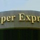 SUPER EXPRESS SANLO - Letrero armado tipo 3D en aluminio dorado de importación, terminado brillante.
