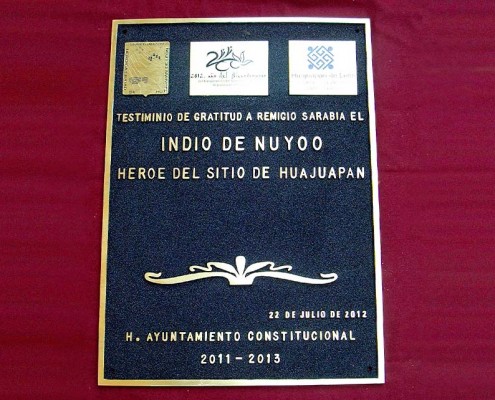 MUNICIPIO DE HUAJUAPAN - INDIO DE NUYOO - Placa fundida